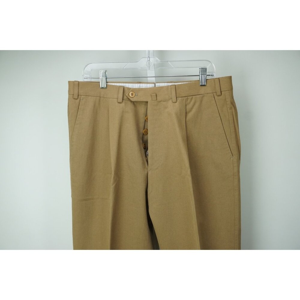 Luigi Borrelli Khaki Brown 100% Cotton Pants Sz 52 NEW